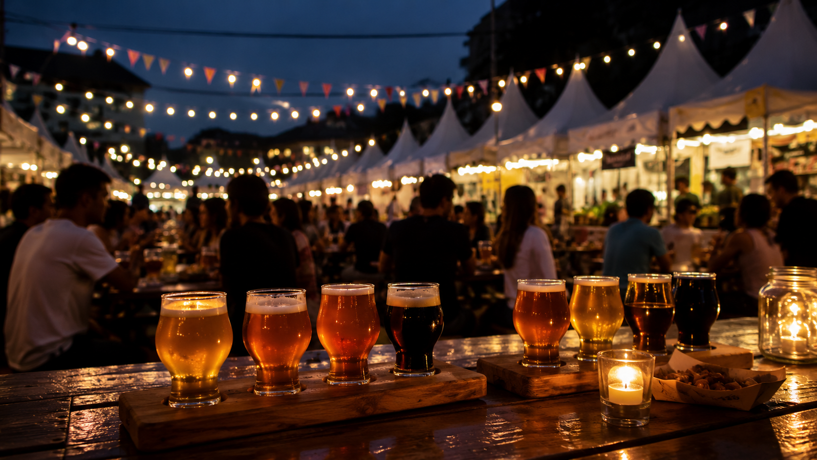 夜のクラフトビールフェスティバル会場