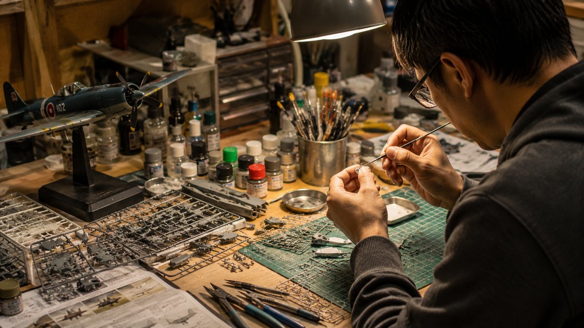 プラモデル工作のワークショップ風景