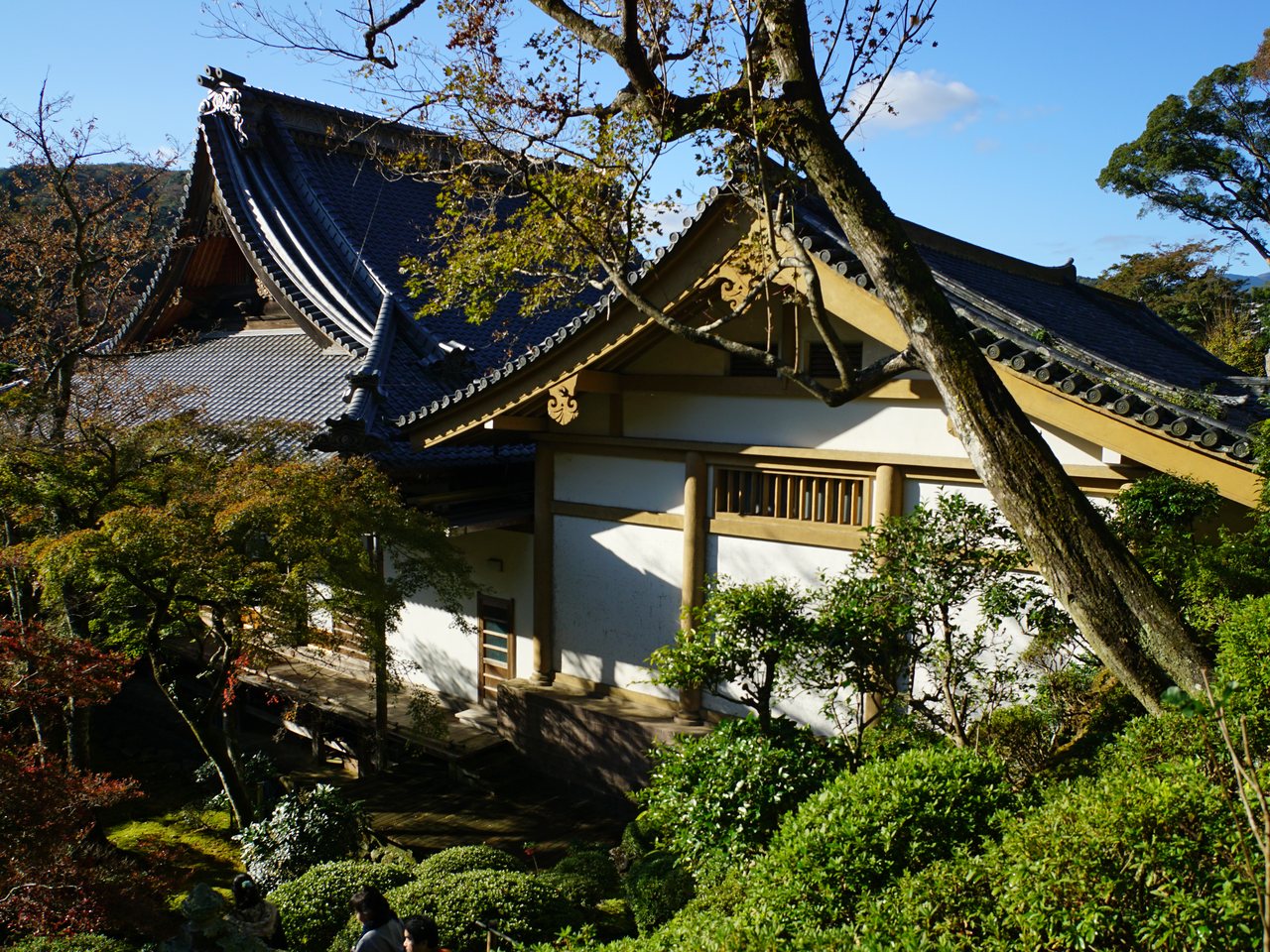 修禅寺の建物と色づいた木々